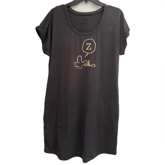 Munki Munki Peanuts Women’s Soft Nightshirt, Color Grey, SleepWear,Size Medium. - Picture 3 of 10